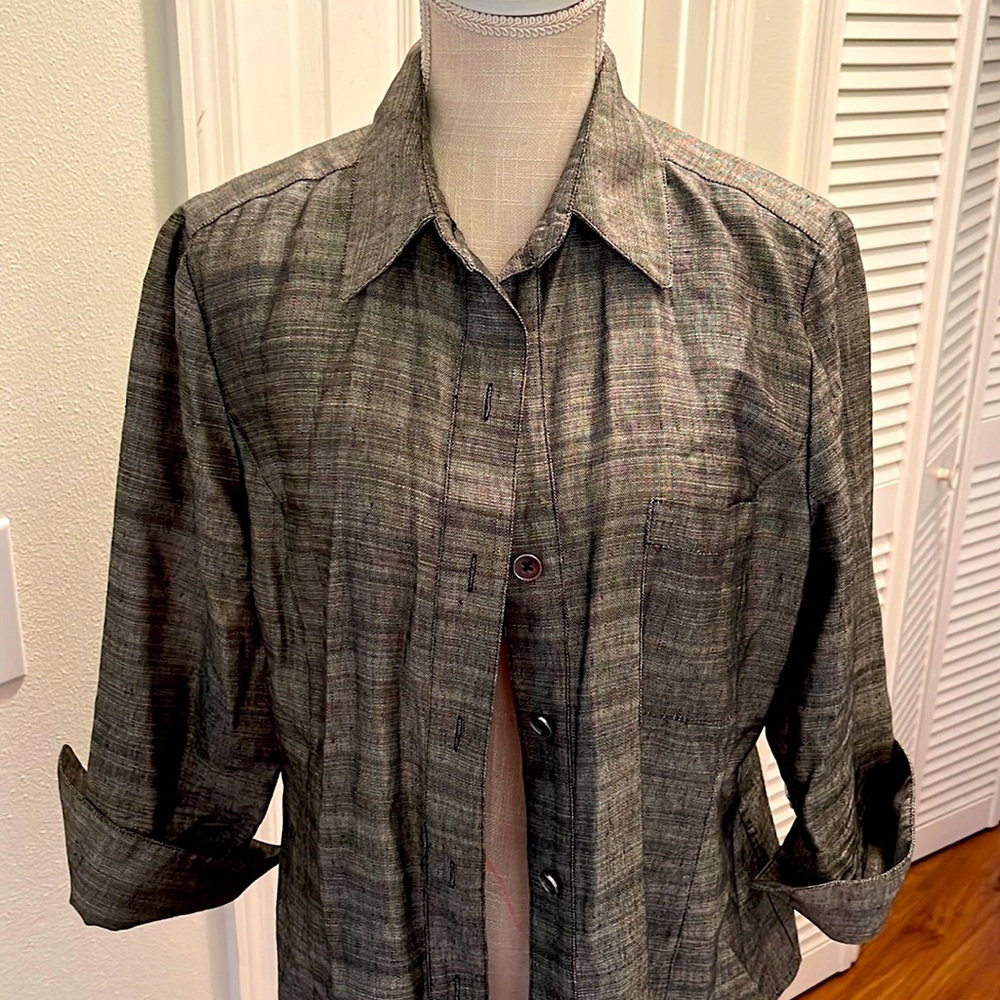 Linda Allard Ellen Tracy linen/silk blend blazer